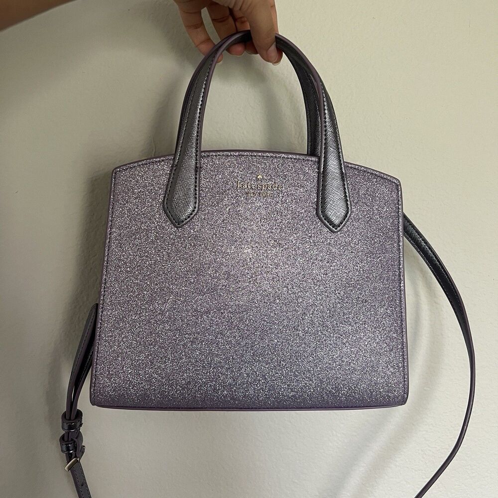 Kate Spade Lilac Frost Tinsel Glitter Fabric Satchel Crossbody Bag K9337